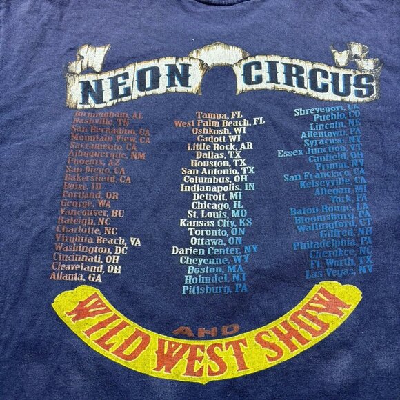 VTG 2001 Brooks & Dunn Steers Stripes Neon Circus Wild West Show Navy Men’s L - Picture 7 of 7